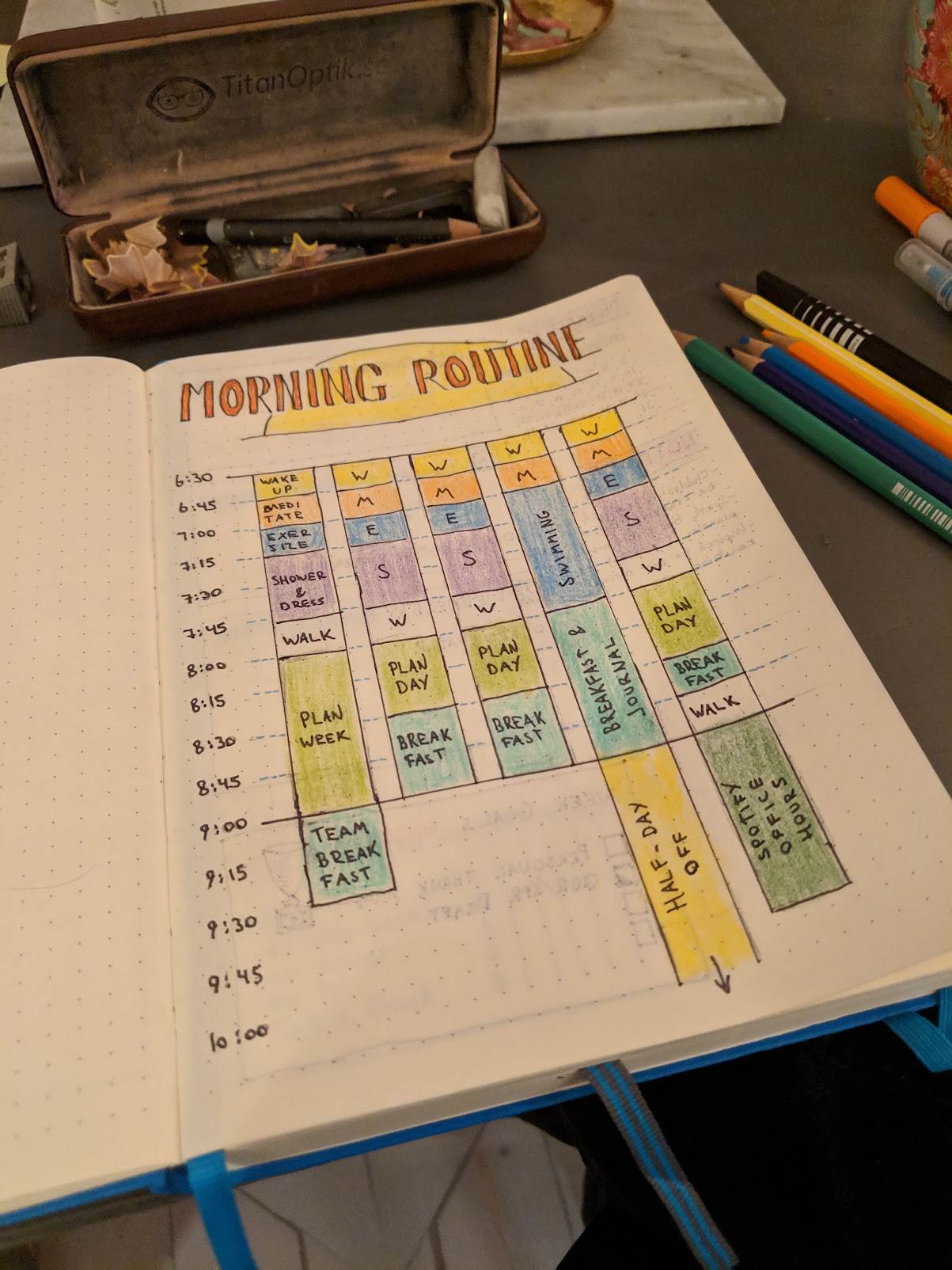 Morning routine tracker in journal