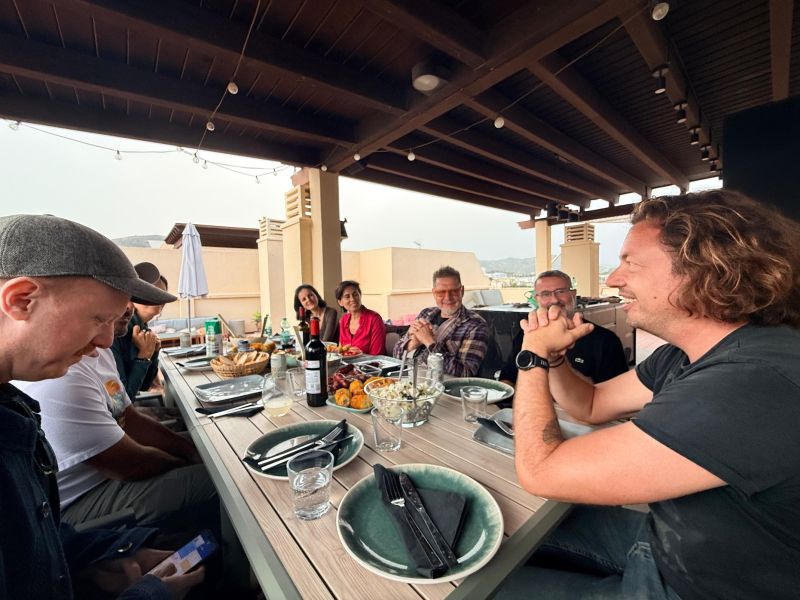 Ken Hellem at a rooftop barbecue in Malaga on a workday